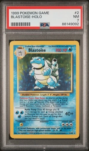 1999 POKEMON BASE SET UNLIMITED #2 BLASTOISE-HOLO PSA 7