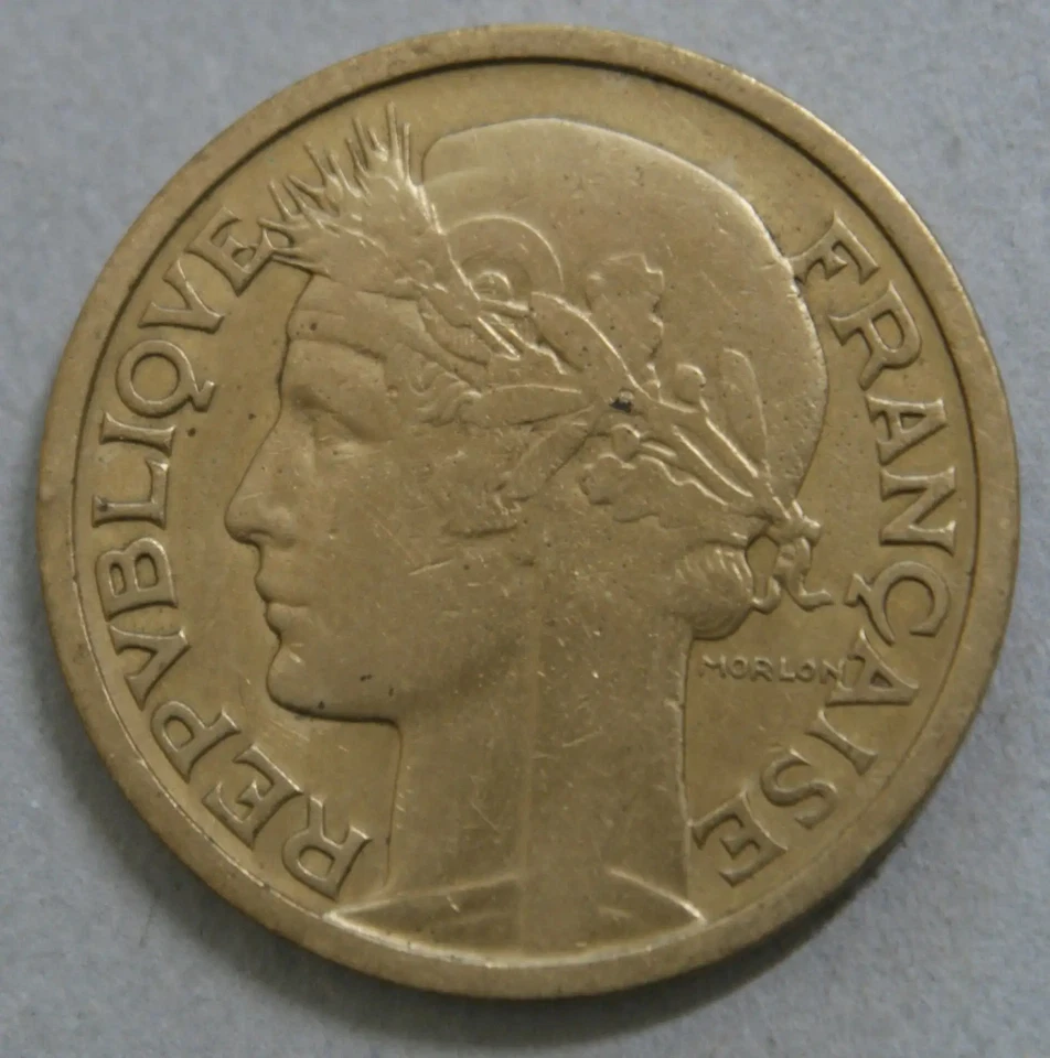 (FR1) FRANCE - 2 Francs 1935 Morlon rare et joli, Bronze -Aluminium DVGM-130-4 - Photo 2/2