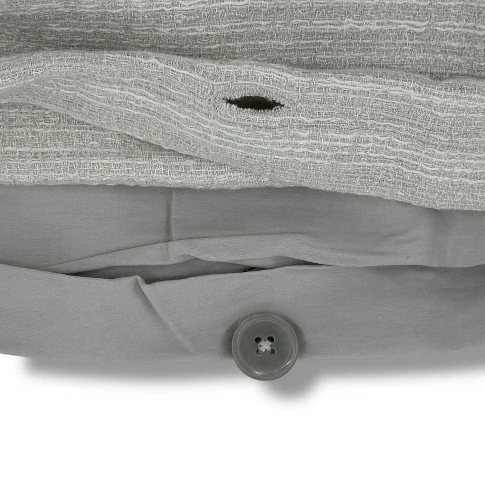 Funda nórdica Restauración Hardware algodón rayado lino tamaño king gris niebla Foto 3 de 4