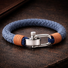 Men’s Shackle Bracelet Rope & Stainless Steel – Nautical Style 21cm