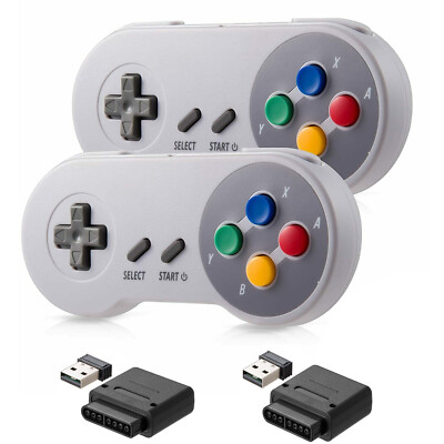 2x Wireless SNES Controller Remote GamePad for Original SNES / SFC &Win PC/MAC