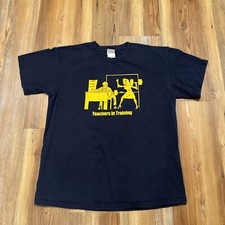 Vintage Teacher Shirt Adult M Blue Single Stitch Made in USA Funny Education 37