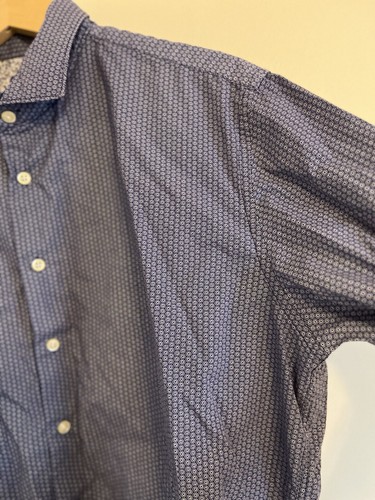 Camisa Egara Para Hombres Con Botones XL Azul Calce Ajustado Manga Larga Algodón Floral Carrera - Imagen 4 de 13