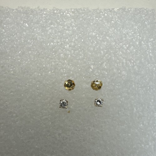 14k Yellow Gold Screw back Diamond Stud Earrings - Picture 2 of 11
