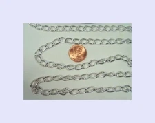 By-the-Foot Sturdy Twisted Link Design Cable CHAIN 11mm x 6mm Silver Plated