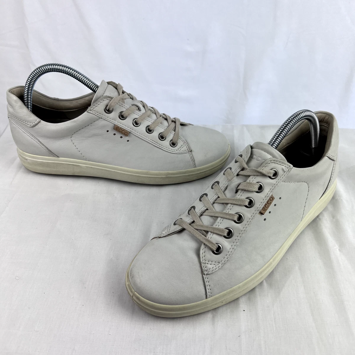 ECCO Shoes Womens 40 Eu 9 US Sneakers White Leather Soft Lace Up