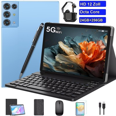 2025 HD Tablet 16GB RAM+256GB Android 14 Octa-Core 1920x1200 LTE+5GWiFi 2SIM OTG