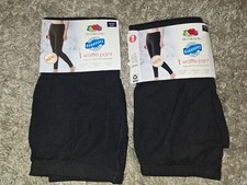 Lot Of 2 Fruit of the Loom Women's XS Waffle Pants Black New Eb29 