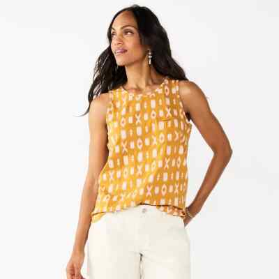 Tank Top XXL Gold Medal XO Print High Neck Birthday Kisses Hugs Love Sonoma New