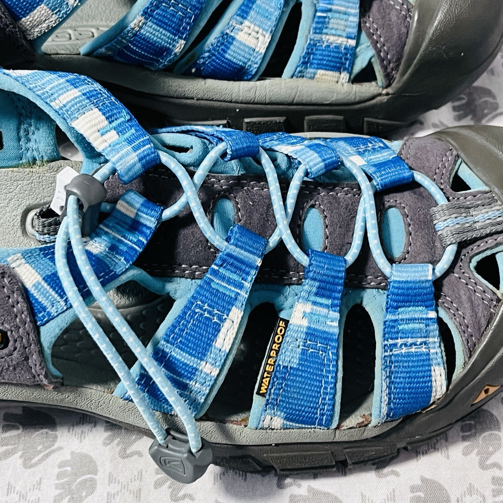 Sandali da trekking sport acquatici KEEN grigi blu acqua donna taglia 7 scarpe in perfette condizioni