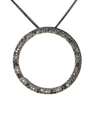 Diamond Accent And Sterling Silver Circle Pendant Necklace 18 Inch Chain