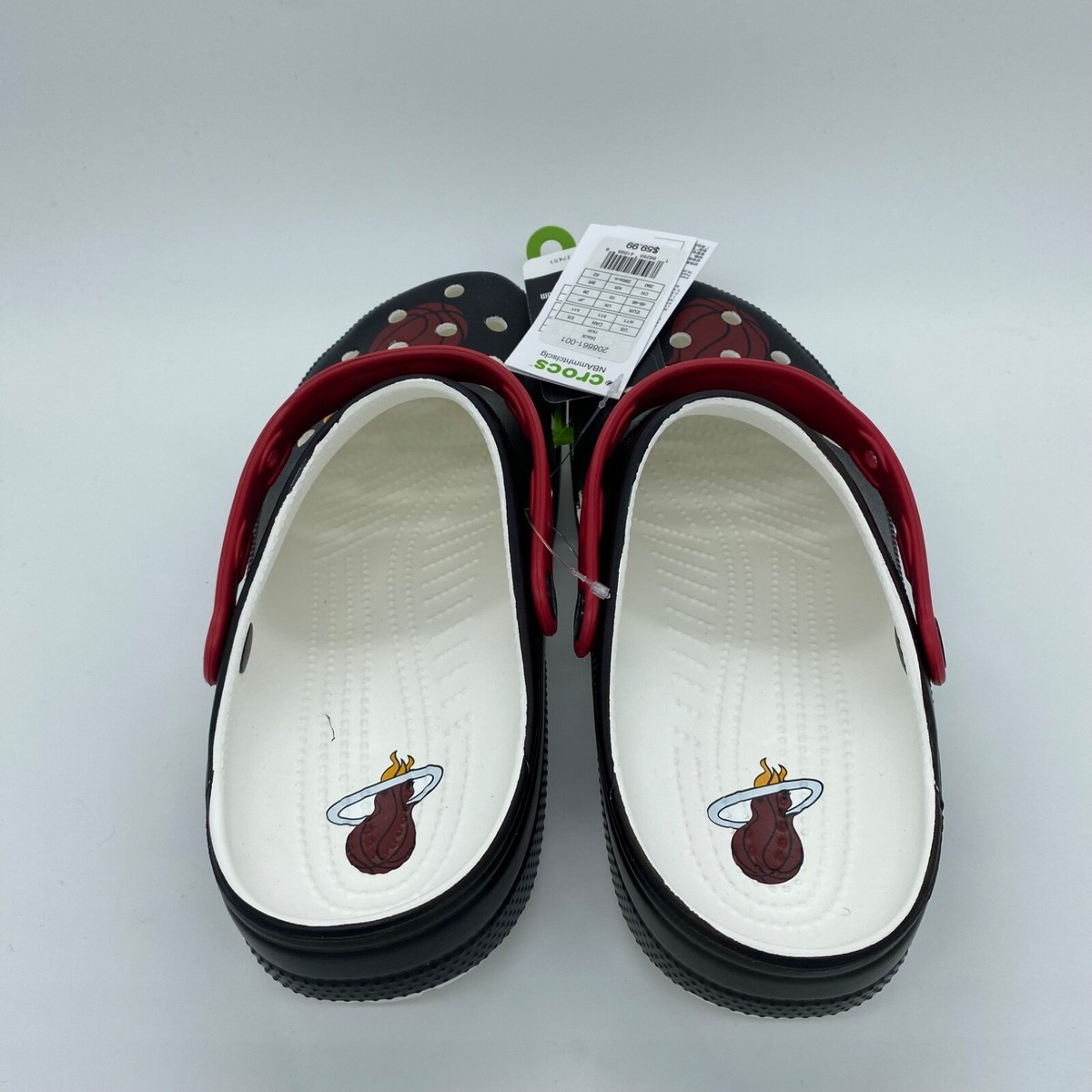 Crocs Miami Heat NBA Classic Slip On Clogs Black Red Logo 