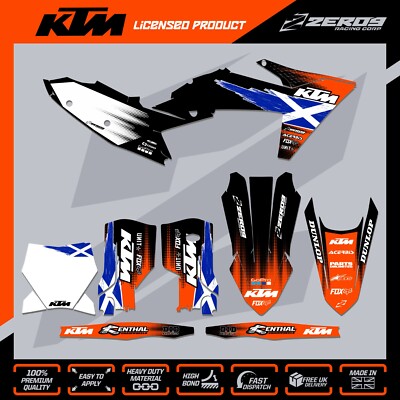 KTM MX Grafik Kit Motocross Grafik SX SXF EXC EXCF 125-500 FLAG SCOTLAND BLK