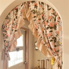 Short Curtain for Living Room Door Tie-Up Half Curtain Window Drape 2pcs Valance