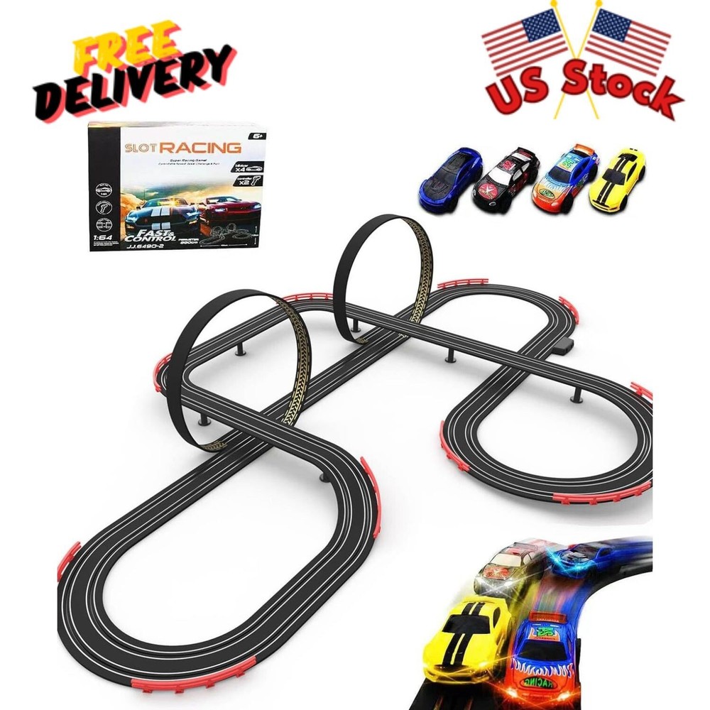 Slot Racing Car Track Sets 28Ft Electric Powered Race Tracks