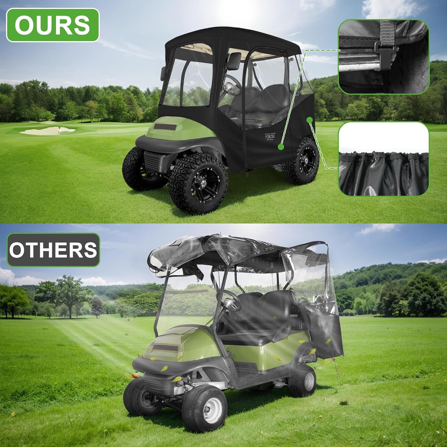 Golf Cart Enclosures for Club Car DS Precedent 2 Passenger Waterproof Golf Cover