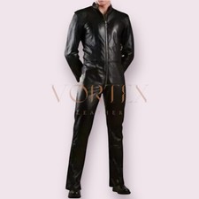 MENS GENUINE LEATHER CATSUIT BLACK OVERALL BODYSUIT JUMPSUIT BIKER STYLE SUIT