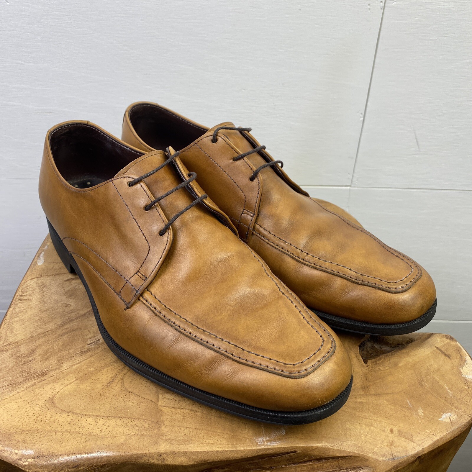 SAOLA Scarpe Allen Edmond Santa Monica da uomo 8 5D marrone pelle abito punta da bicicletta in pizzo