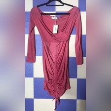 NWT Flounce London Ruched Bardot Bodycon Mini Dress in Pink - Size 6