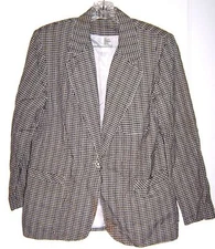 Black & White Gingham Blazer Jacket Lined Jacket by Fundamental Things Size 8