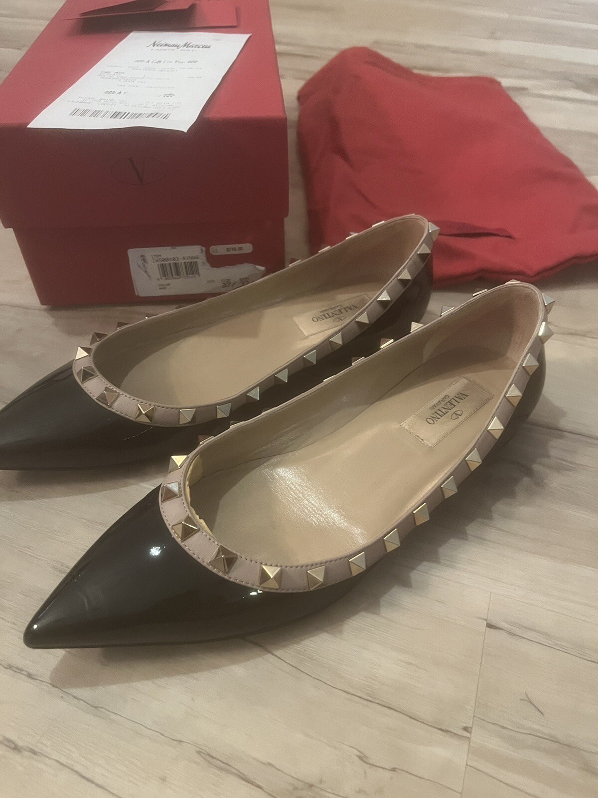 PANTOFOLA D’ORO Pantofole autentiche Valentino Balletto Donna con Borchie Oro 37 1 2