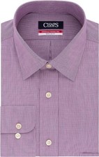Chaps Button Down Shirt Mens M Long Sleeve Pur Lilac/White Gingham Easy Care NEW