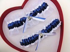 NEW Bridal Royal Blue Navy White Wedding Garters Homecoming Horse Cowgirl Farm 