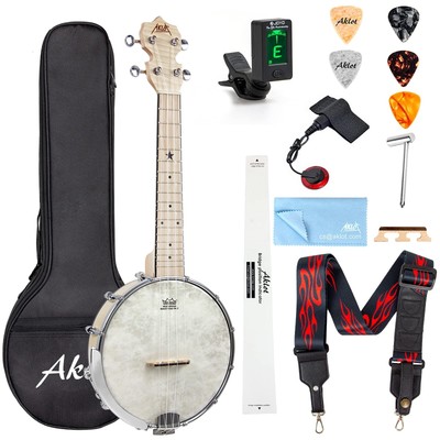 Banjolele4 Saiten Banjo-Ukelele 23 Zoll Konzert Remo Trommelkopf offener Rück...