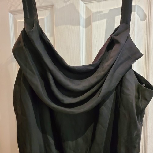 Onyx Nite Dress Size 24 Black Maxi Slipdress Cowl Neck Minimalist VTG Y2K 90s - Picture 6 of 12