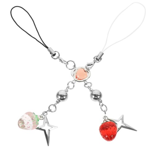 2 Pcs Small Strawberry Mobile Phone Chain Decoration for Charm Purse - Zdjęcie 2 z 12