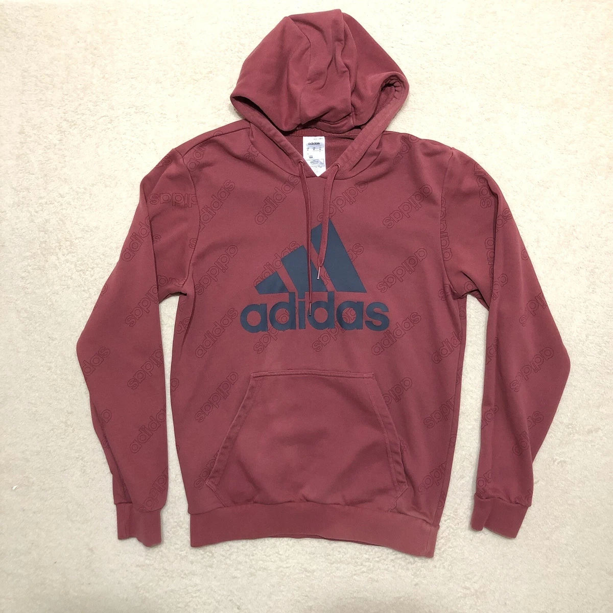 Adidas Men s Favorite Logo Hoodie Sweatshirt Size Medium Red Maroon Style GJ6599