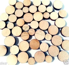 50 Random Mini 1/4"-3/8" dia. Birch Wood Disc 1/8" Thick Circle Small Mixed Bag