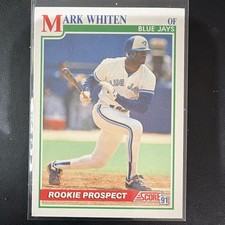 SCORE 1991 Score #358 Mark Whiten Toronto Blue Jays Rookie Prospect MLB Card. rookie card picture