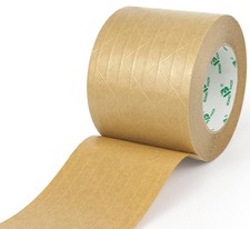 Wide Brown Reinforced Kraft Paper Packing Tape 4inch, Self Adhesive Paper Gum...