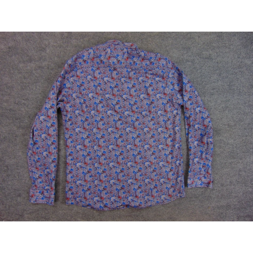 Barabas 衬衫男式 2XL 蓝色红色佩斯利长袖派对俱乐部服装粗体 — 第 3/4 张图片