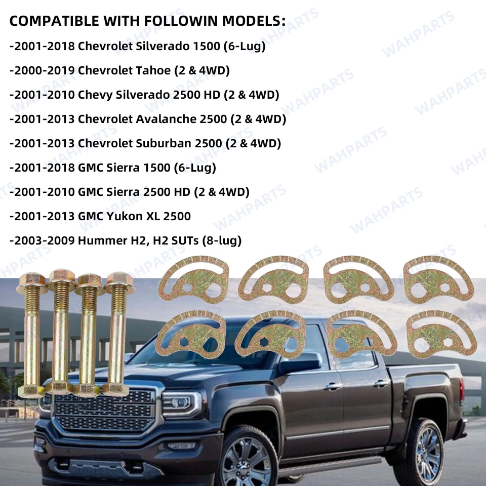 For 2001-2018 Chevy Silverado 1500 Front Alignment Camber Caster Cam Bolt Kit Foto 2 de 4