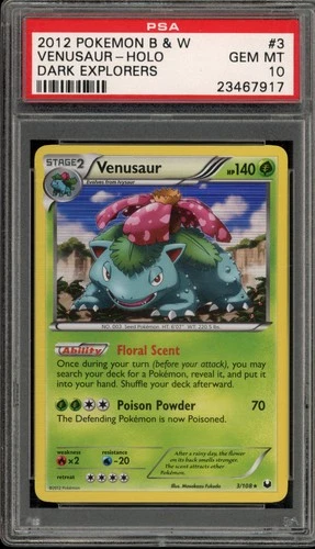 Pokemon Venusaur Dark Explorers Holo Rare #3 PSA 10 Gem Mint