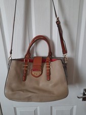  Clarks Miss Chantel Large Shoulder Grab Bag Beige Tan Crocodile Tote