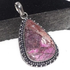 925 Silver Plated Cobalt Calcite Pendant Handmade Jewelry Size 2" JW