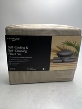 Miracle Made QUEEN Sheet Set Cooling Self Cleaning SAND Tan Luxe Sateen NWT