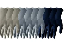 Garden Gloves, 3-Pck, Nitrite Textured Palm, Lg Only blue, tan, & grey Incl