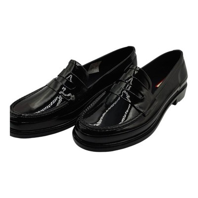 Hunter Original Penny Loafer schwarz Glanz Slipper Regenschuhe UK 3 kostenloser Versand