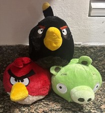 Angry Birds Plush Stuffed Animal Red ,Black,Pig Bomb Lot Of 3 6  