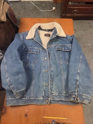 Vintage Lee Outerwear Sherpa Lined Denim Trucker Jean Jacket MEN'S XL 