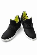 DKNY Men's Slip on Sneakers Black NeonYellow Logo Strap Size 10