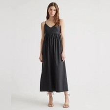 Quince 100% Organic Cotton Sleeveless Maxi Dress Medium Black Minimalist