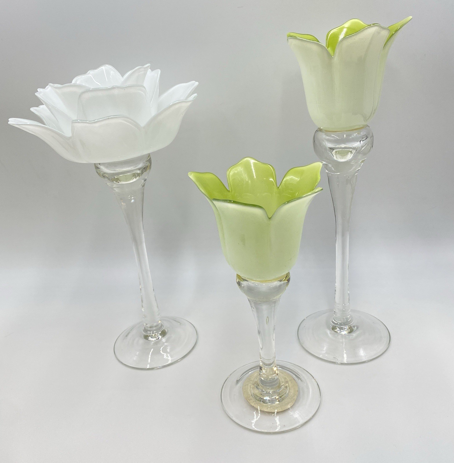 Light Candleholders Holders Glass Lotus Flower Tulip White G