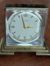 Orologio scheletro miniatura svizzero vintage Turler cassa ottone funzionante