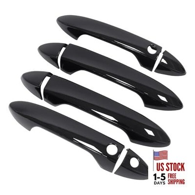  4Pcs Glossy Black Front Rear Left Right Exterior Door Handle Cover for Accord 