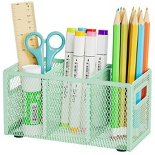 Mesh Pen Holder for Desk,Pencil Holder Desk Organizer 3 Adjustable Compartmen...